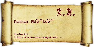 Kassa Máté névjegykártya