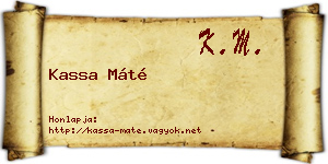 Kassa Máté névjegykártya